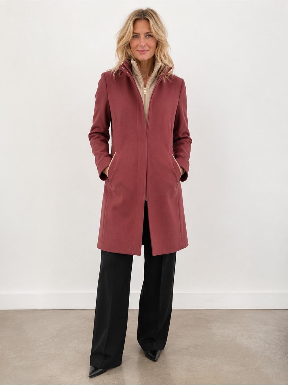 Mulberry Rose Colored Zip Front Coat | Size 8 | Elegant Lightweight Layer